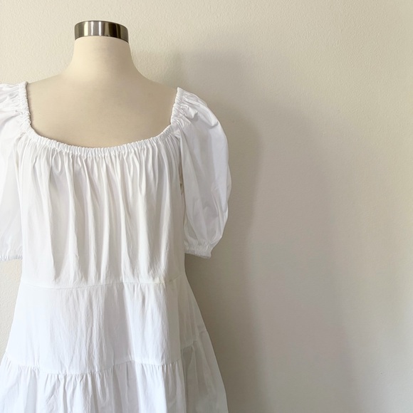 Pearl by Lela Rosa NWT White Cotton Poplin Tiered Dress Large L - Picture 4 of 8